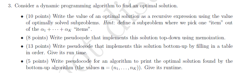Exercise 1: dynamic programming and greedy algorithms | Chegg.com