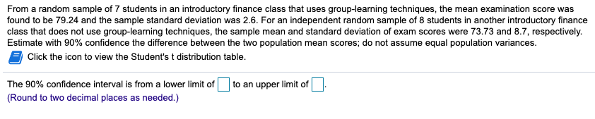 Solved From a random sample of 7 students in an introductory | Chegg.com