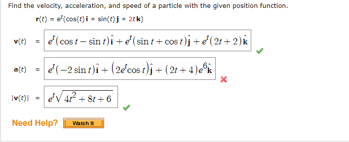 Solved Find The Velocity Acceleration And Speed Of A