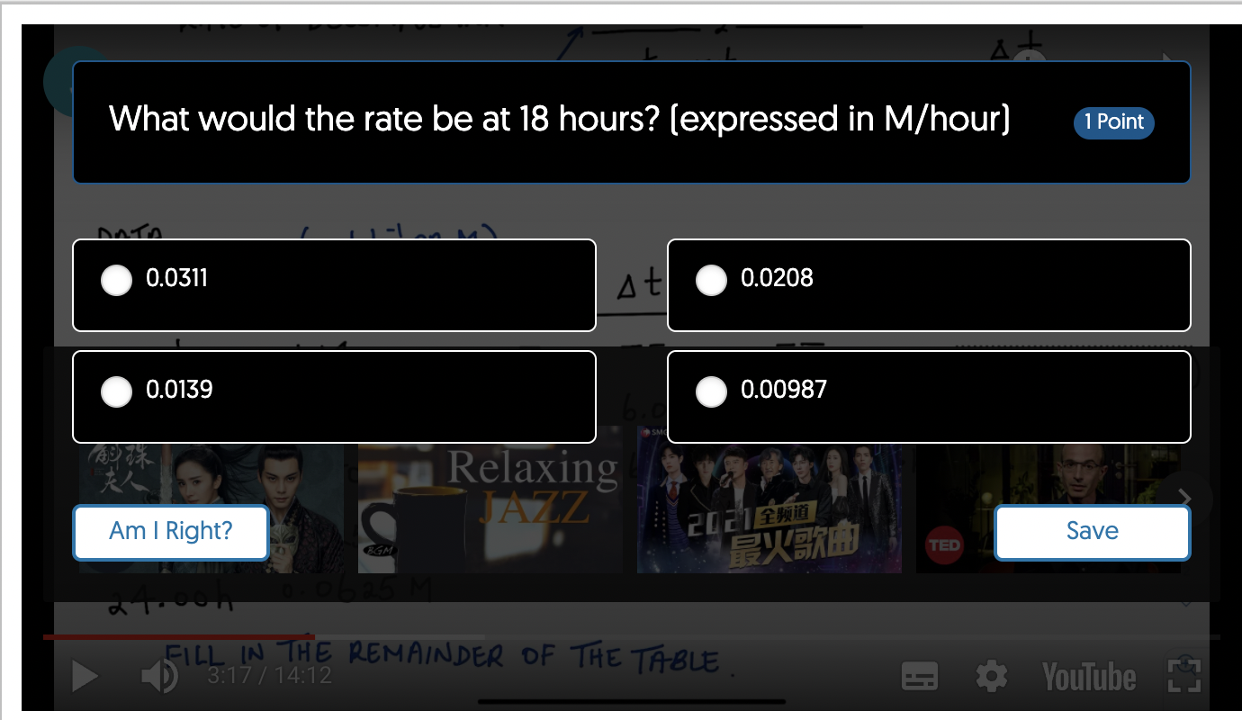 Solved DATA (molch-SOR M) TIME (h) [H202 ( ] A [H2Og] At | Chegg.com