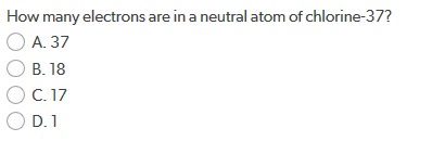 number of electrons in a neutral chlorine atom