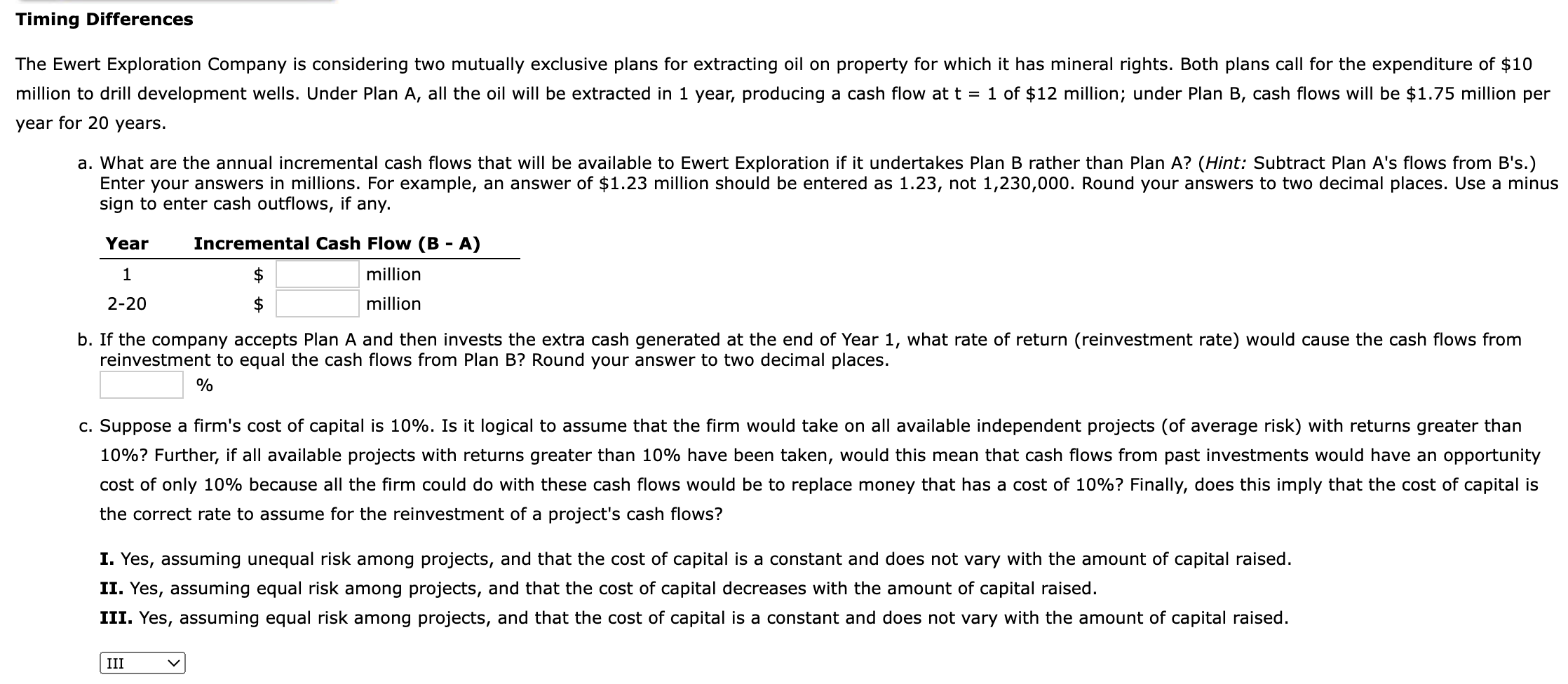 Solved The Ewert Exploration Company Is Considering Two | Chegg.com