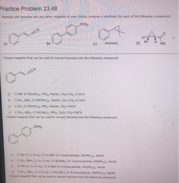 Solved Practice Problem 23.48 Starting With Benzene And Any | Chegg.com