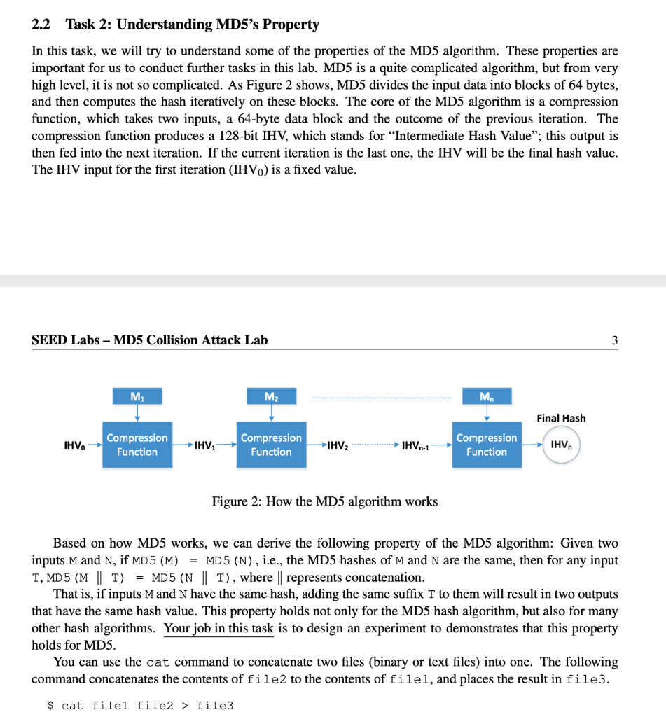 2.2 Task 2: Understanding MD5's Property In this | Chegg.com