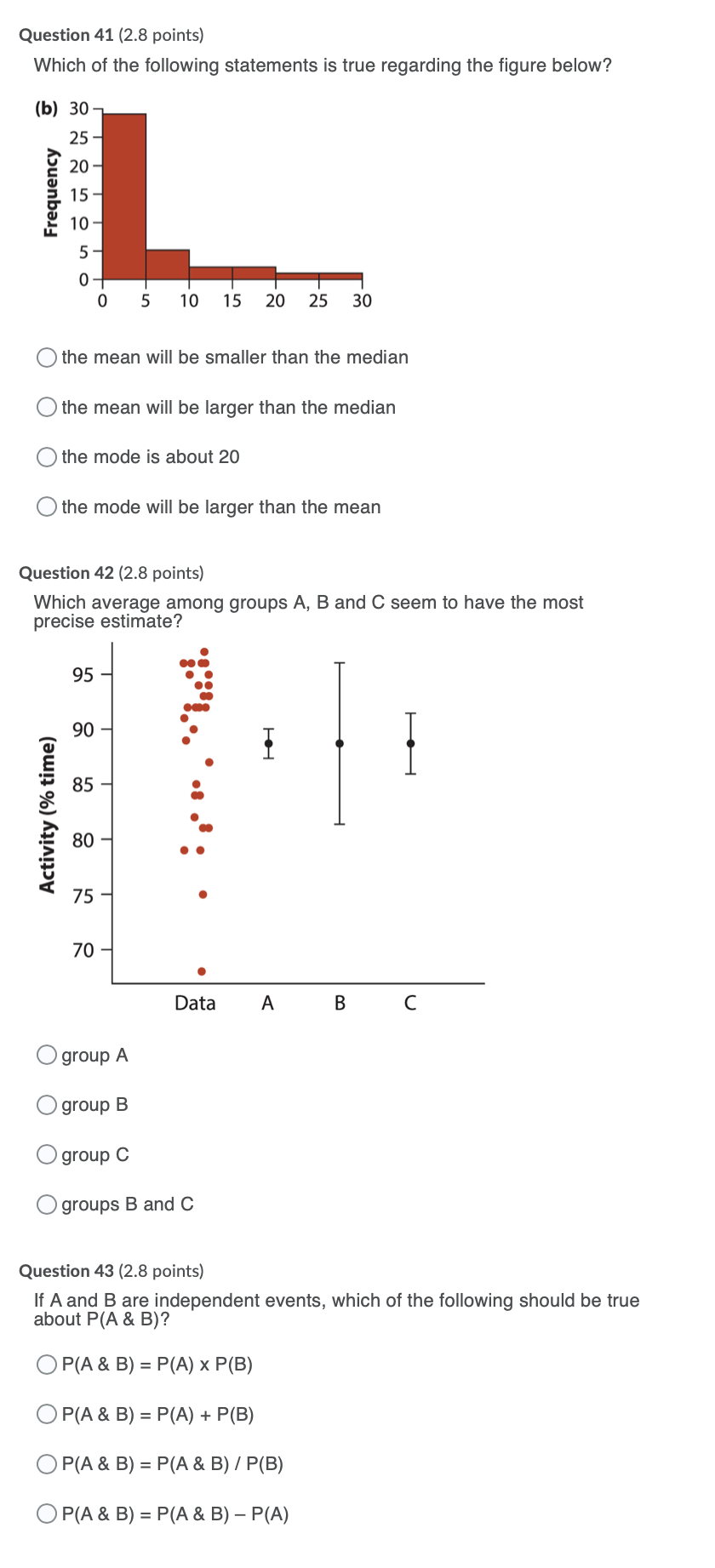 Solved Question 41 (2.8 points) Which of the following | Chegg.com