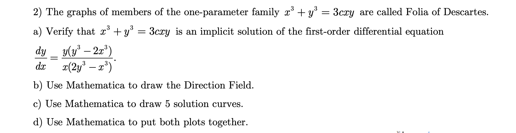 Solved 2) The graphs of members of the one-parameter family | Chegg.com