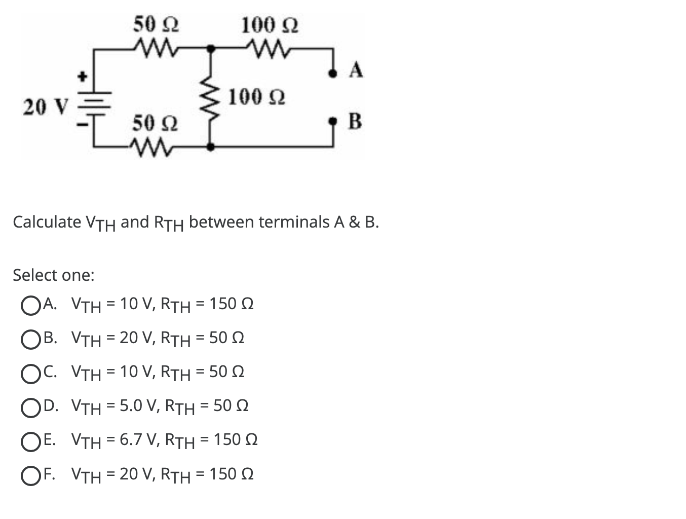 Solved Calculate VTH And RTH Between Terminals A \& B. | Chegg.com