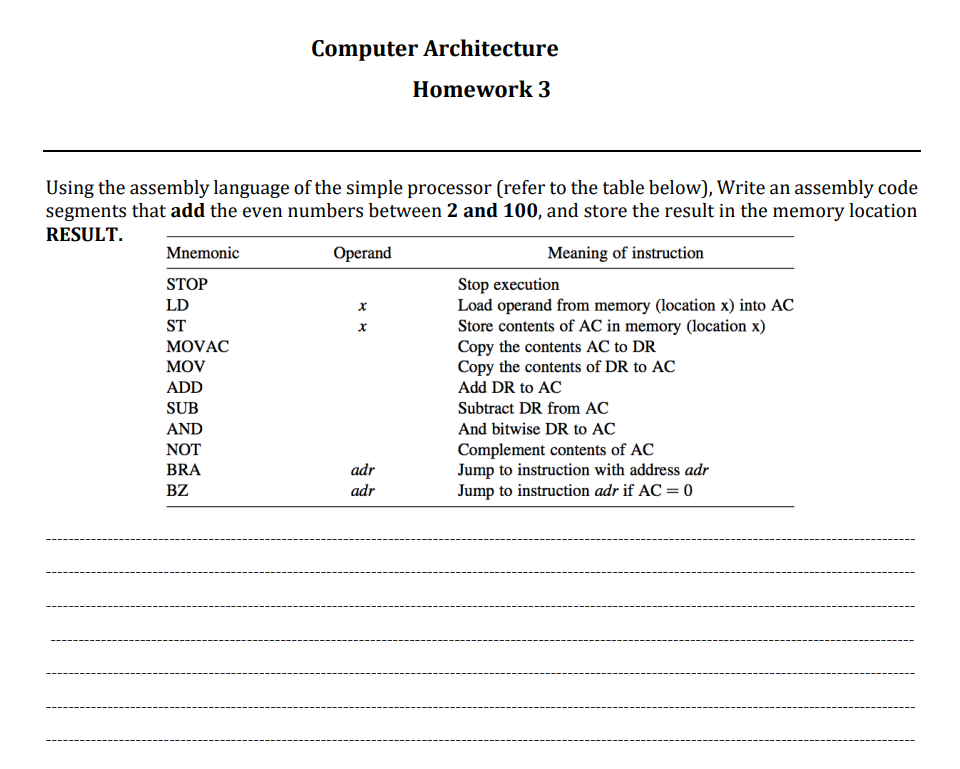 computer architecture homework