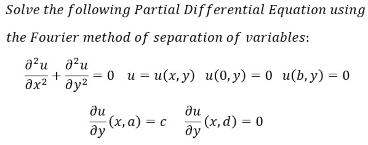 Solved Solve the following Partial Differential Equation | Chegg.com