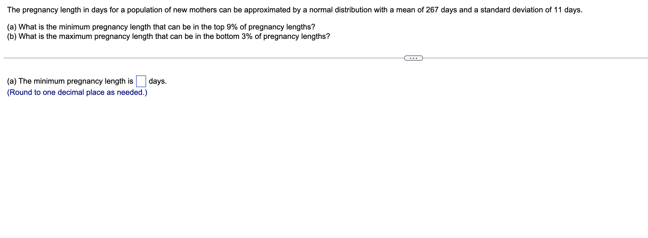 Solved The Pregnancy Length In Days For A Population Of New Chegg Com   PhpUmWblb