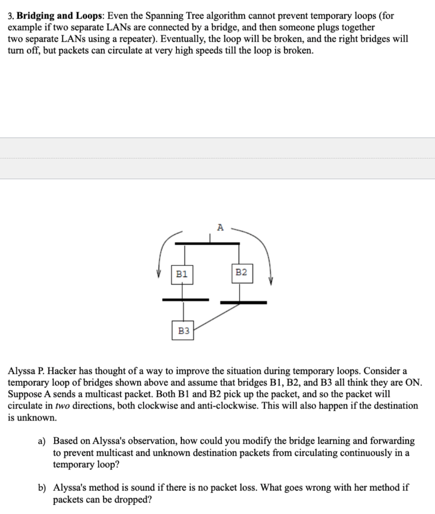 Solved 3. Bridging and Loops: Even the Spanning Tree | Chegg.com