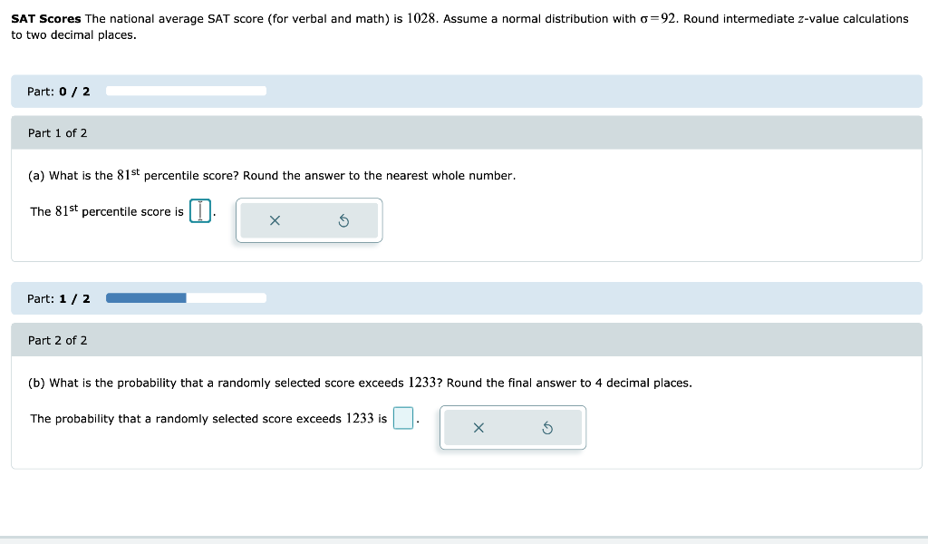 Solved SAT Scores The national average SAT score (for verbal