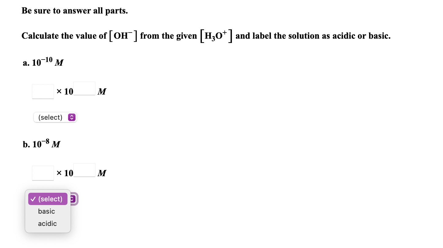 Solved Be sure to answer all parts. Calculate the value of | Chegg.com