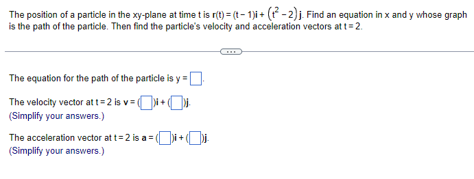 Solved The position of a particle in the xy-plane at time t | Chegg.com
