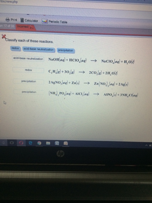 Solved Classify Each Of These Reactions Naohaq 2803