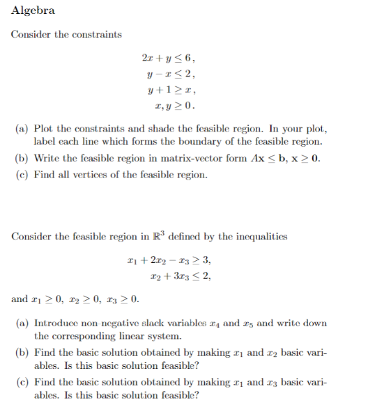 Solved AlgebraConsider the | Chegg.com