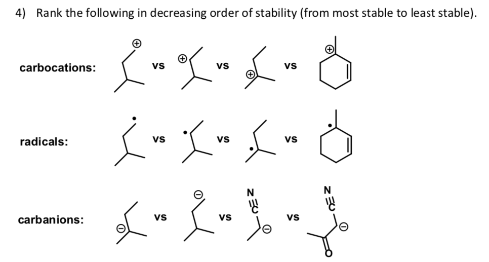 Solved 4) Rank the following in decreasing order of | Chegg.com