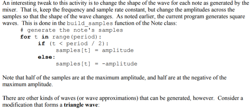 I'm trying to implement 3 types of waves (Triangle, | Chegg.com