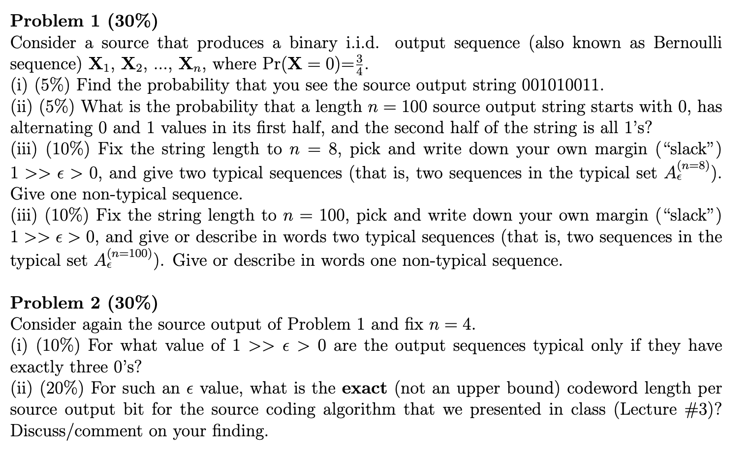Problem 1 (30%) Consider a source that produces a | Chegg.com