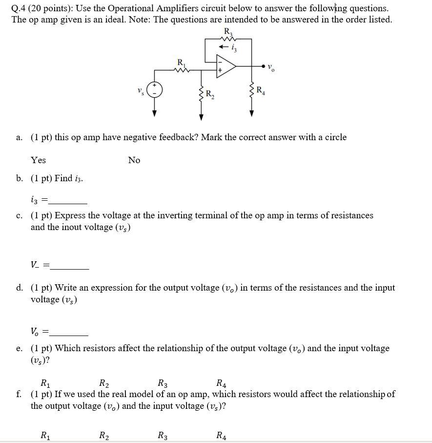 Solved Q.4 (20 points): Use the Operational Amplifiers | Chegg.com