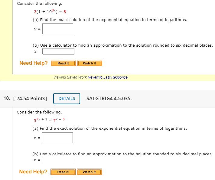 Solved 13. -/1 points SAlg Trig3 6.2.043. Find x rounded to