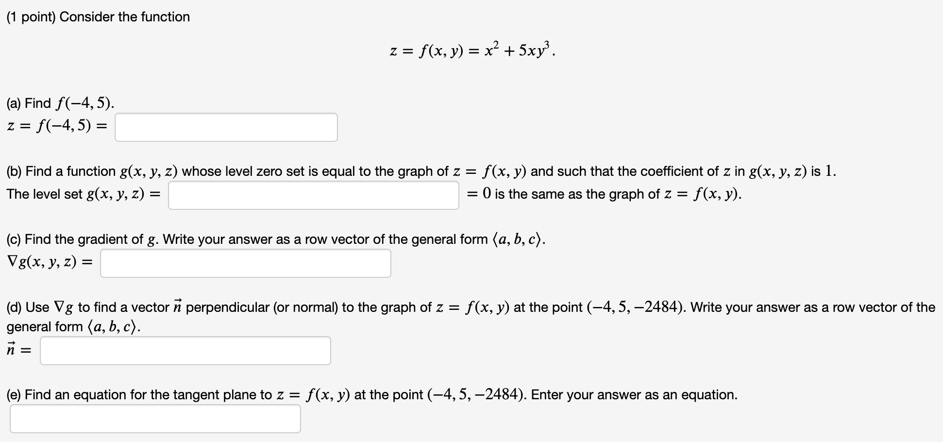 Solved 1 Point Consider The Function Z F X Y X2 Chegg Com