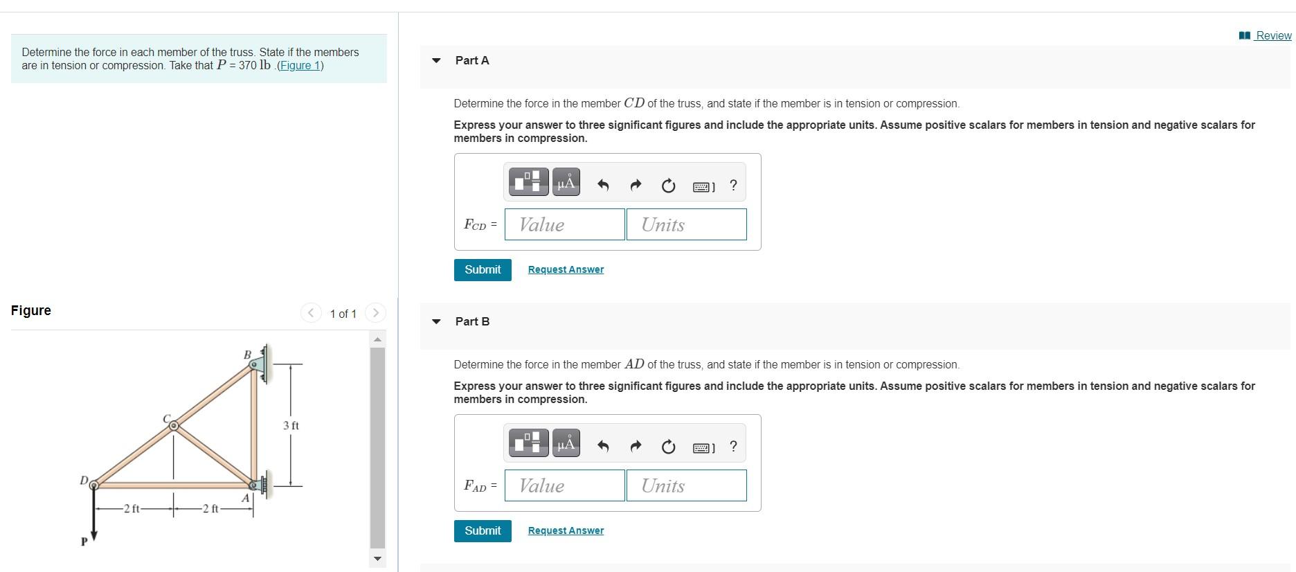 Solved Review Determine the force in each member of the | Chegg.com