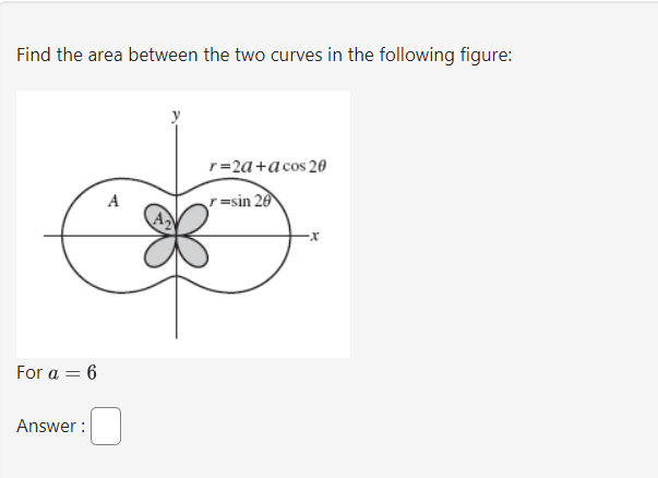 Solved Find the area between the two curves in the following | Chegg.com