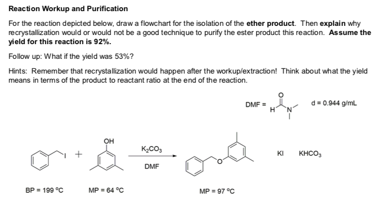 Solved Reaction Workup and Purification For the reaction | Chegg.com