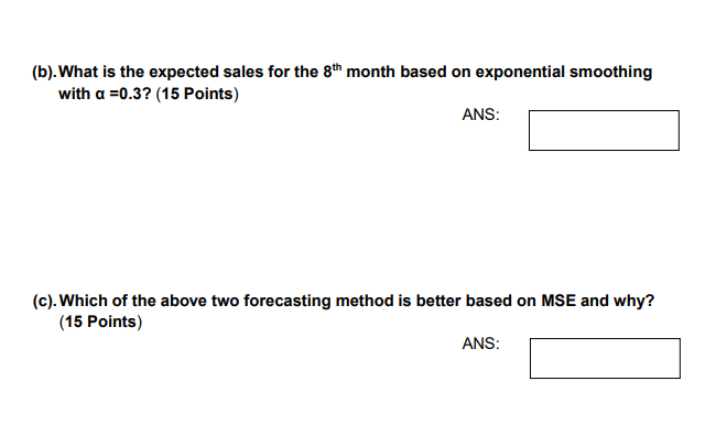 Solved Question 2: Error Following table shows the monthly | Chegg.com