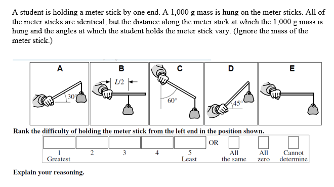 Solved A student is holding a meter stick by one end. A | Chegg.com