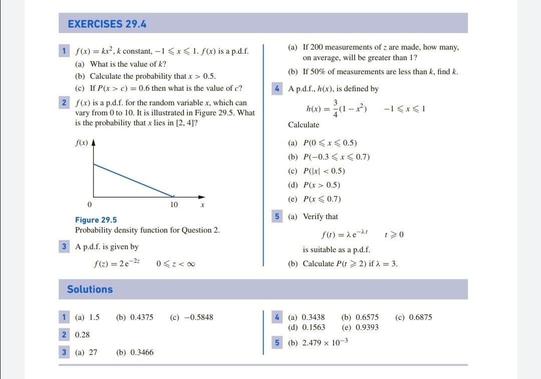 Solved EXERCISES 29.4 1 f(x) = kx?, k constant, -1 0.5. (c) | Chegg.com