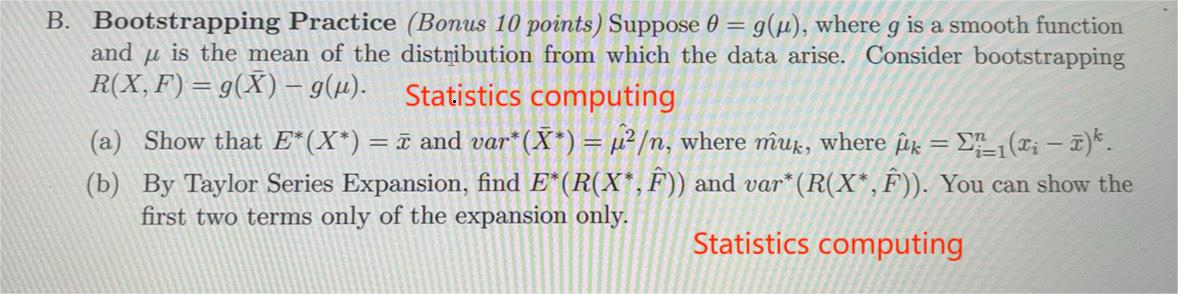 Solved B. Bootstrapping Practice (Bonus 10 Points) Suppose | Chegg.com