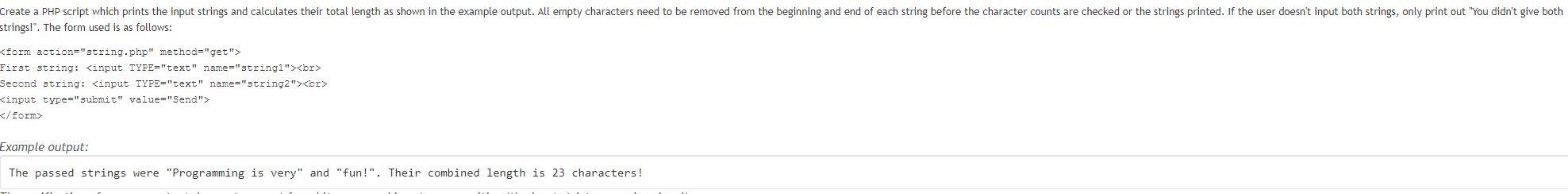 Solved Create a PHP script which prints the input strings | Chegg.com