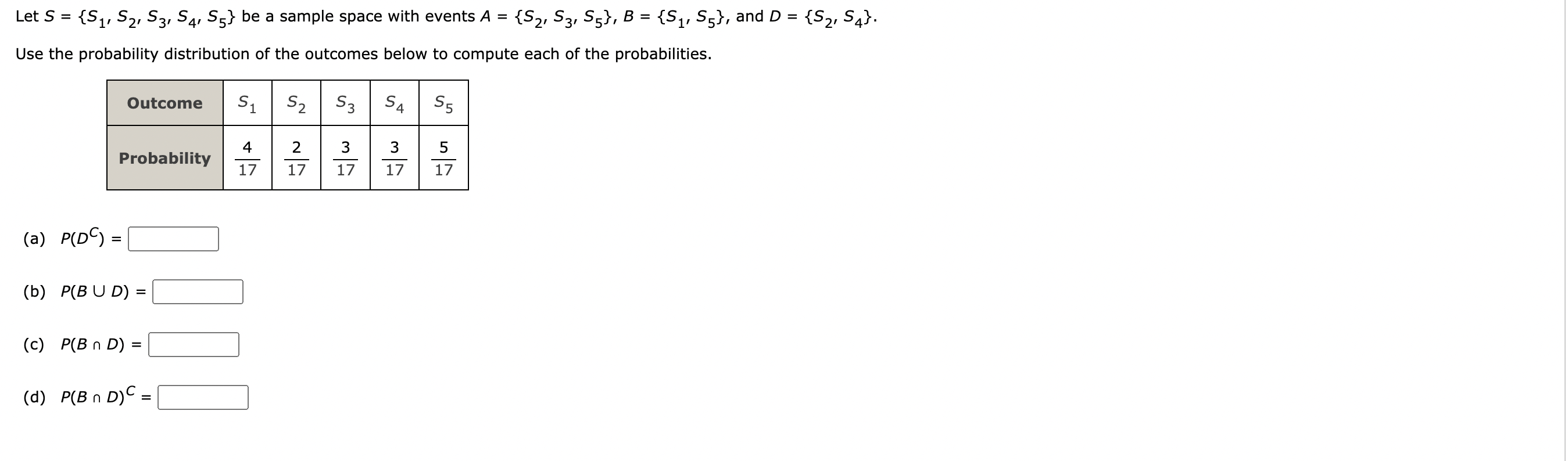 Solved Let S S1s2s3s4s5 Be A Sample Space With Events