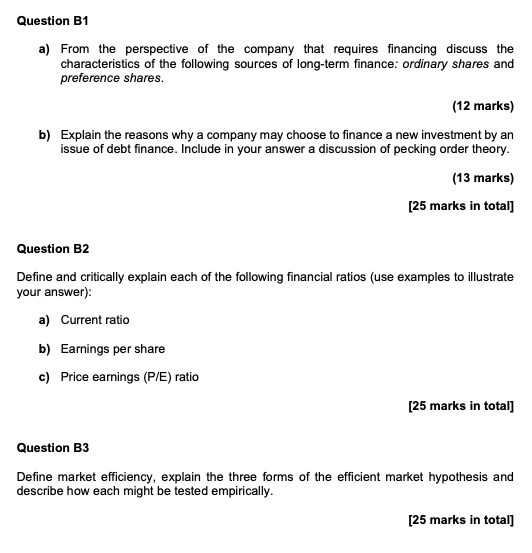 Solved Question B1 A) From The Perspective Of The Company | Chegg.com