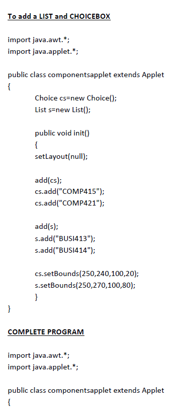 Solved To add a label and textfield import java.awt.*; | Chegg.com