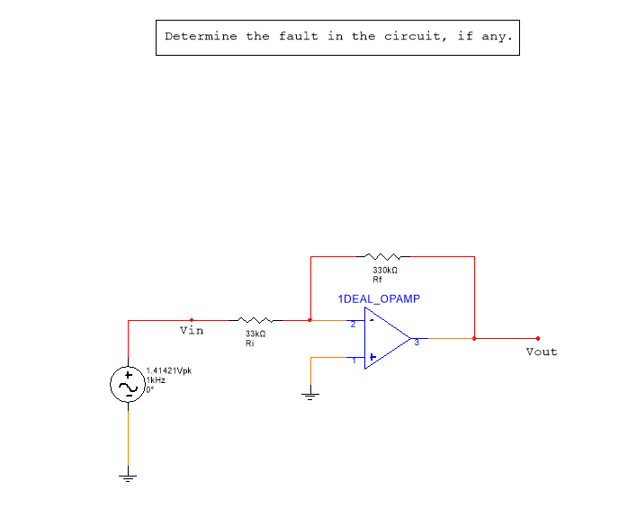 Determine the fault in the circuit, if any. | Chegg.com