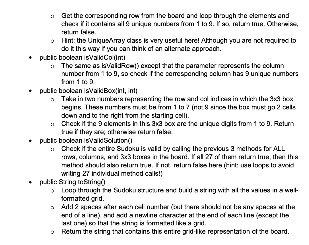 Solved Sudoku.java . o This class represents the Sudoku as | Chegg.com