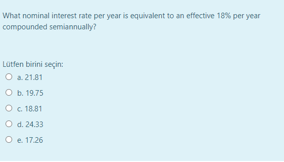 What Nominal Interest Rate Per Year Is Equivalent