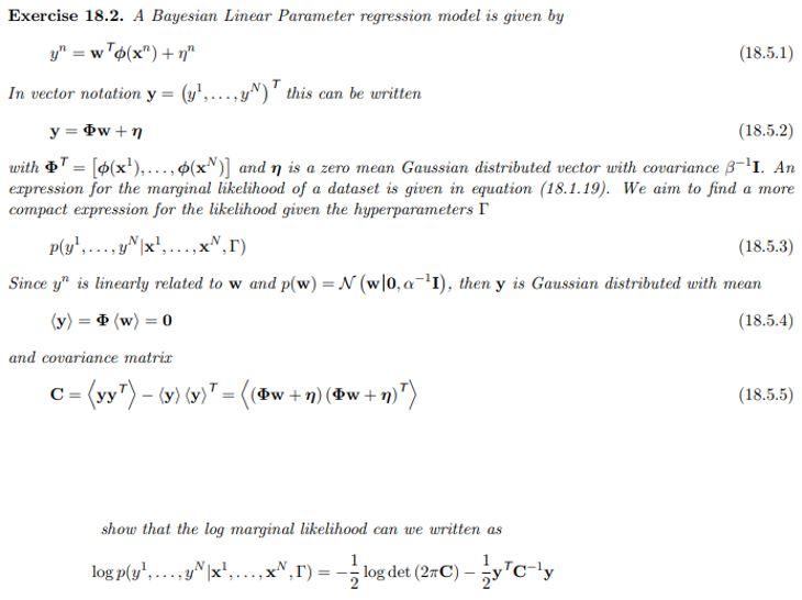 Exercise 18.2. A Bayesian Linear Parameter regression | Chegg.com