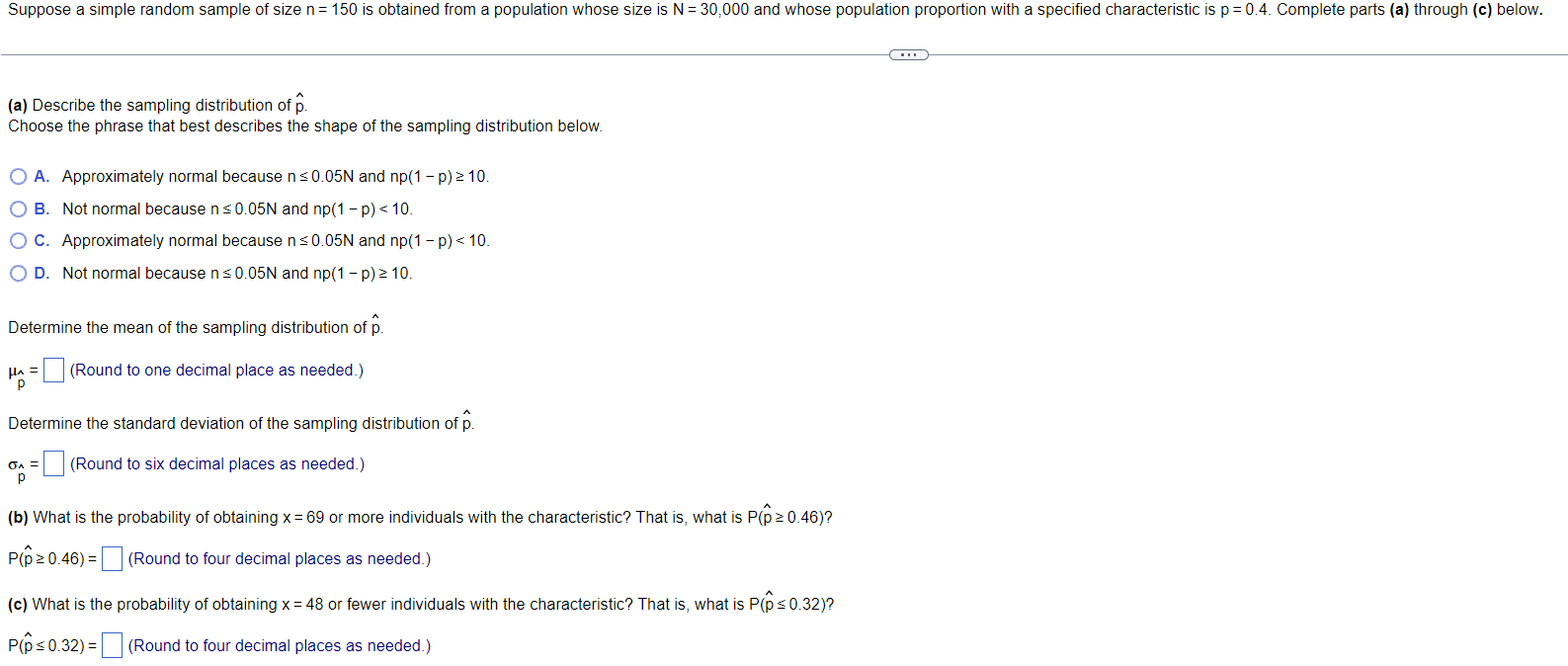 Solved Suppose a simple random sample of size n = 150 is | Chegg.com