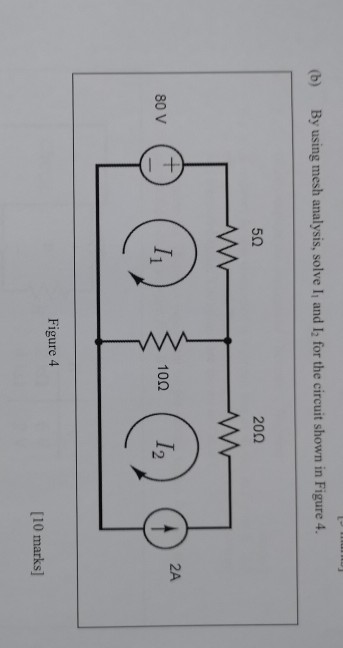 Solved (b) By Using Mesh Analysis, Solve I, And I, For The | Chegg.com