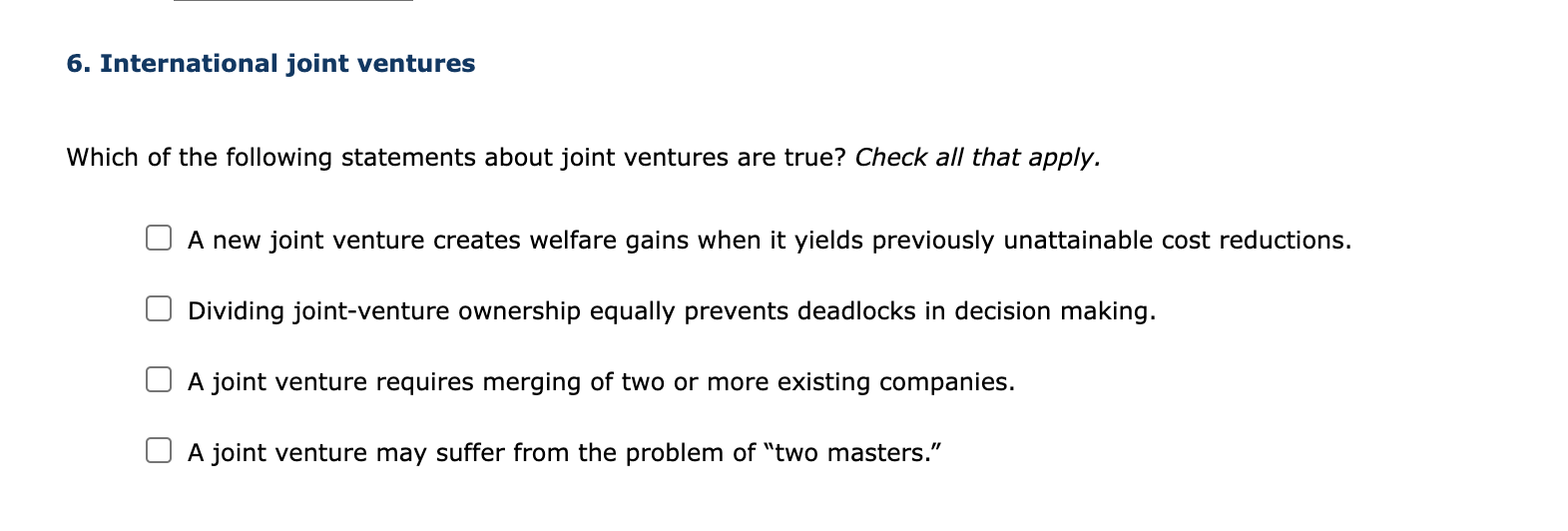 which of the following statements is not true regarding joint ventures