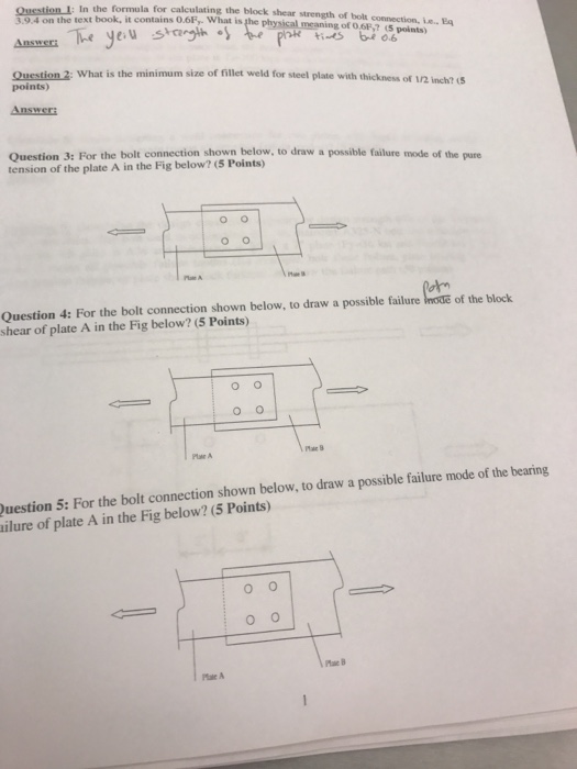 Solved In the formula for calculating the block shear