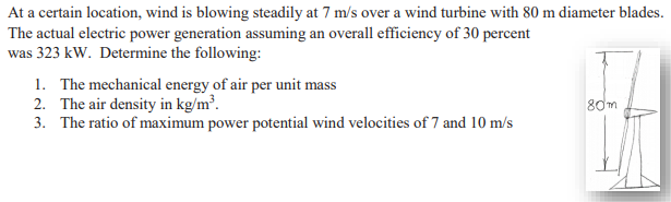 Solved At A Certain Location Wind Is Blowing Steadily At 7