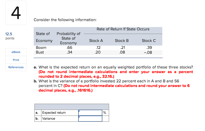 Solved 4 Consider the following information Rate of Return | Chegg.com