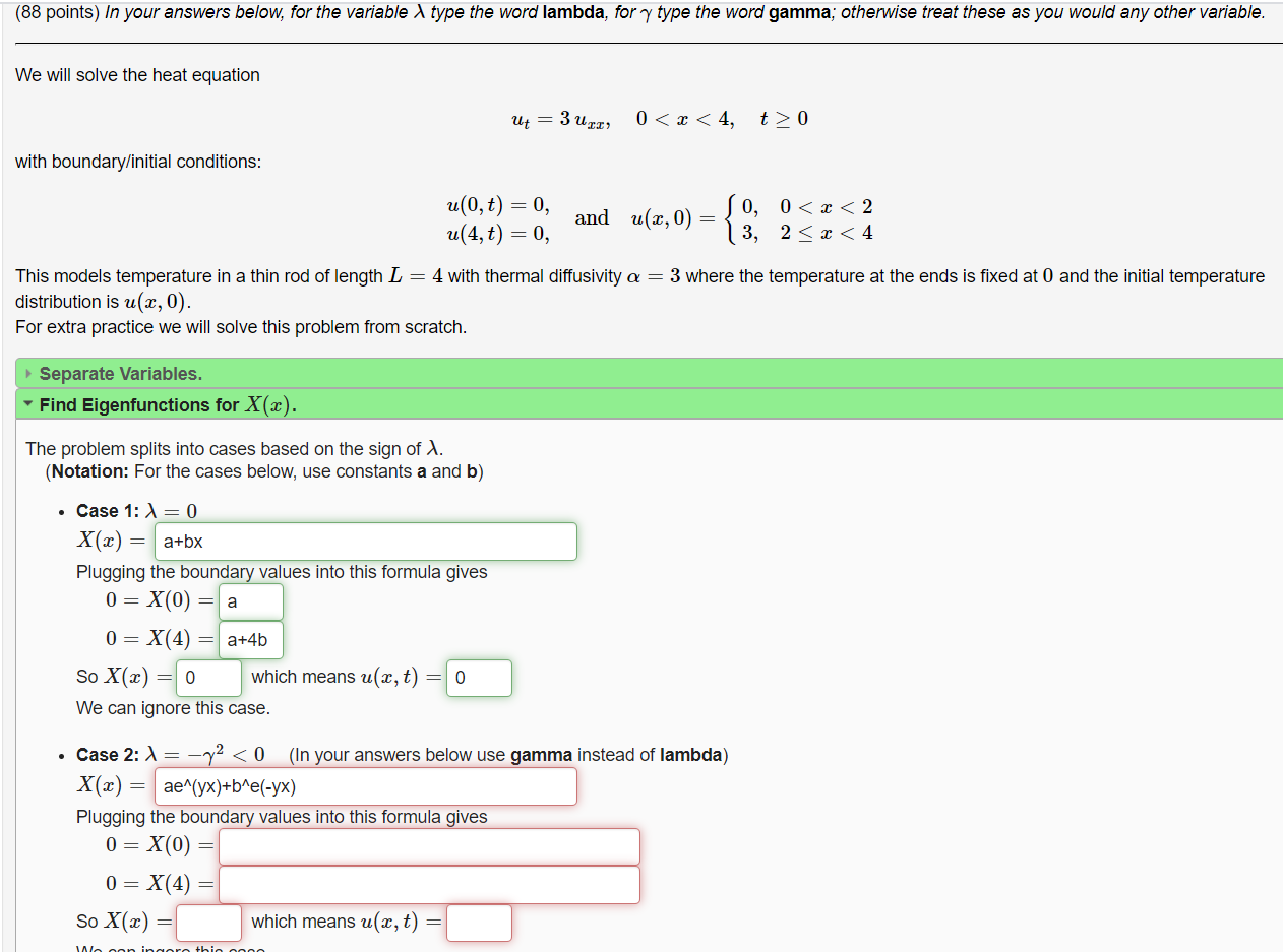 Solved (88 points) In your answers below, for the variable | Chegg.com