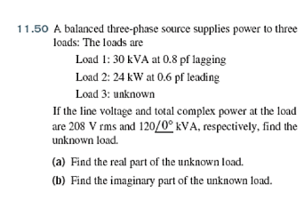 Solved .50 A balanced three-phase source supplies power to | Chegg.com