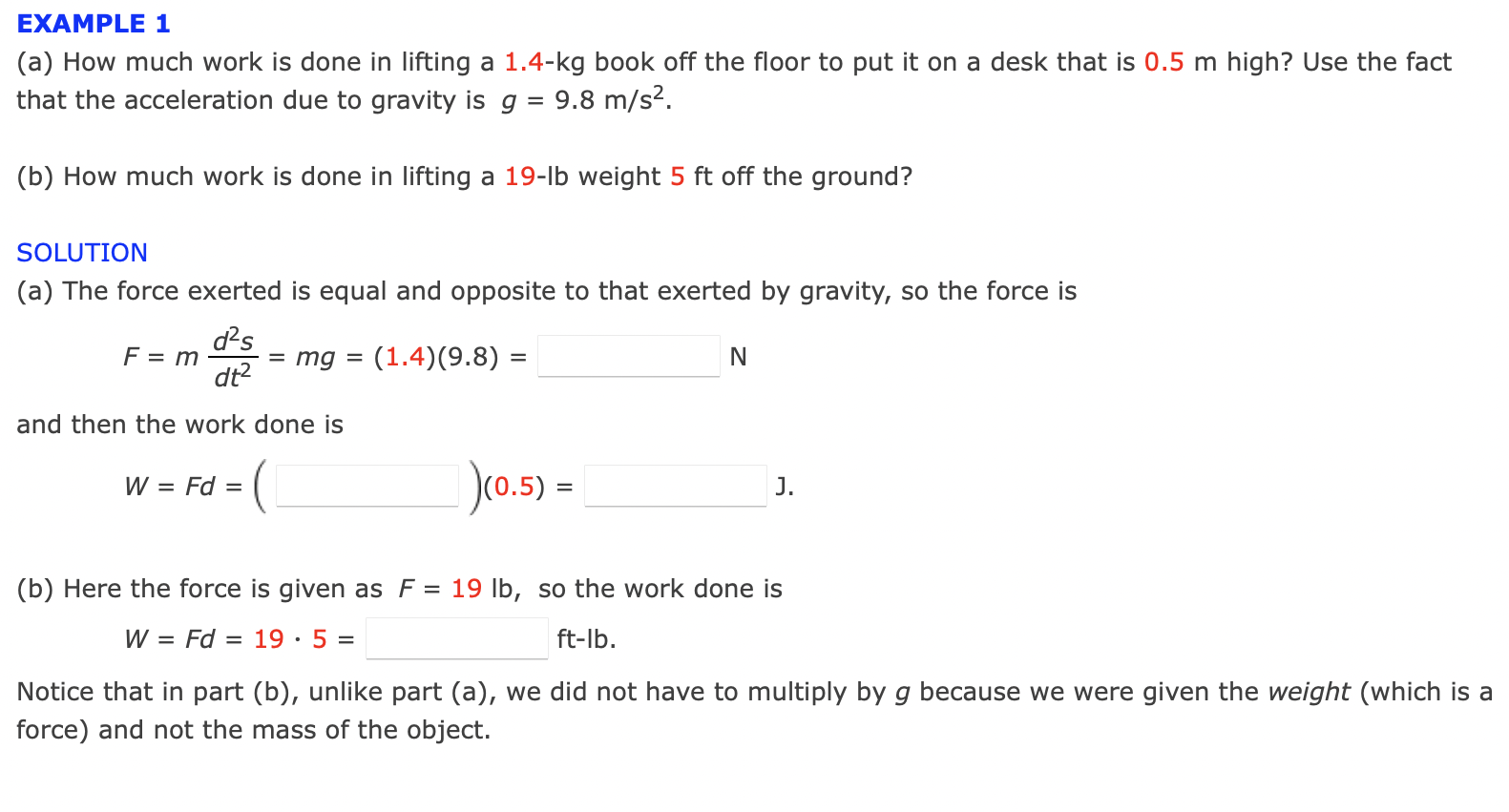 Solved EXAMPLE 1 (a) How much work is done in lifting a | Chegg.com